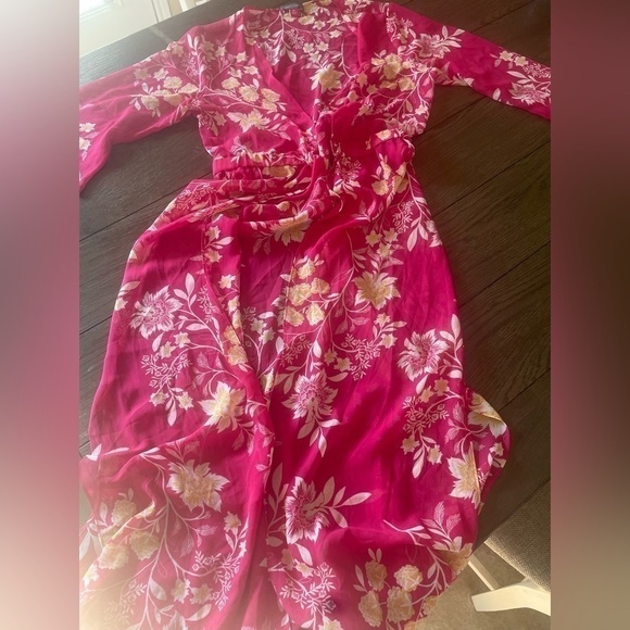 New Vince Camuto Boho Women's Pink Floral Chiffon Cardigan Duster - Picture 2 of 9